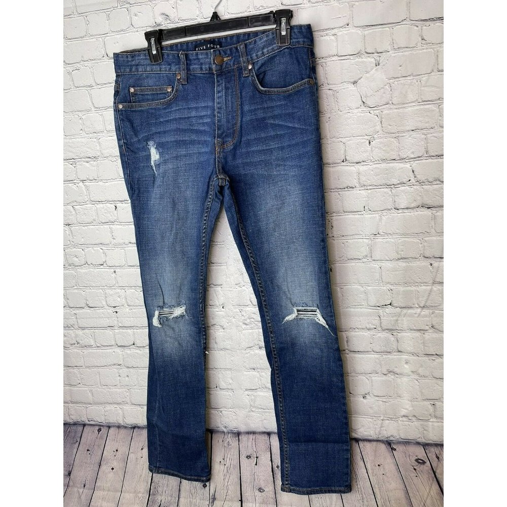 Mens Five four distressed dark wash slim jeans 31x31